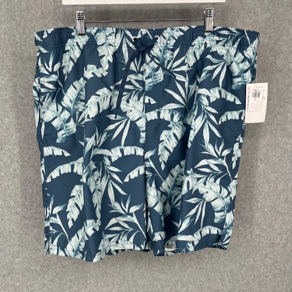 Old Navy Mens 7" Inseam Swim Trunks Size XL Blue Palm Island Lined Beach NEW - Picture 1 of 11